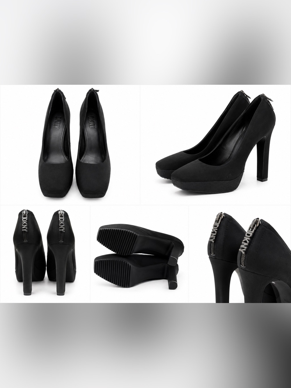 DKNY Black Square-Toe Platform Pumps